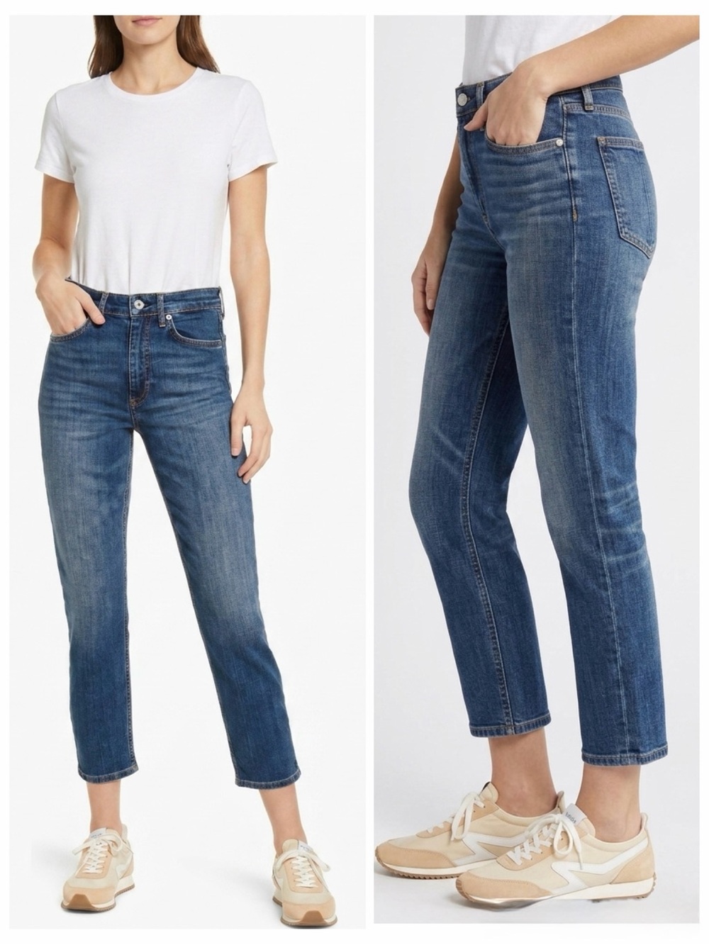 rag & bone Nina High-Rise Ankle Cigarette Jeans Blue Dillon Wash Cropped Size 26 - Picture 10 of 10